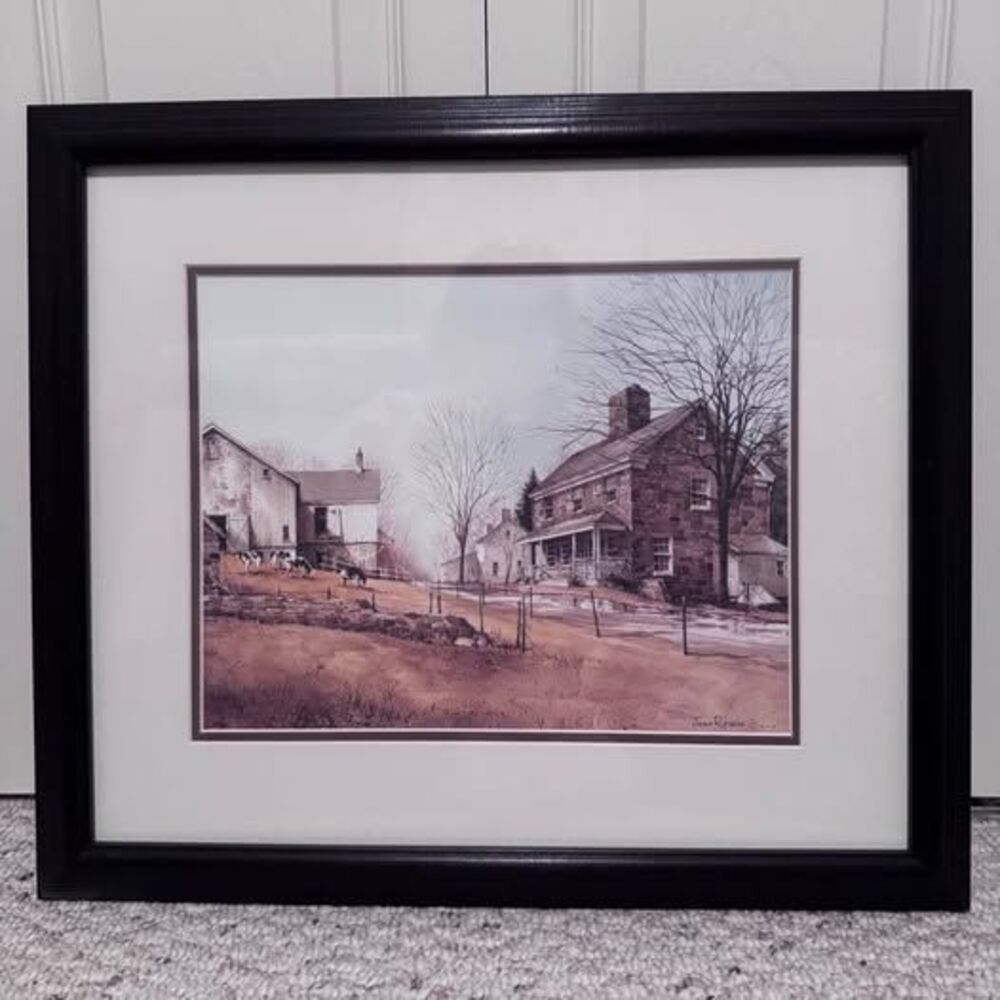 2 Beautiful coordinating prints by John Rossini. Black wood frames with double m
